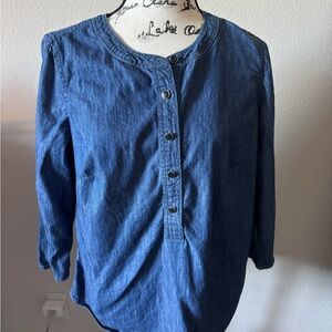 Talbots Women Denim Blue Pop Over shirt  Top M
